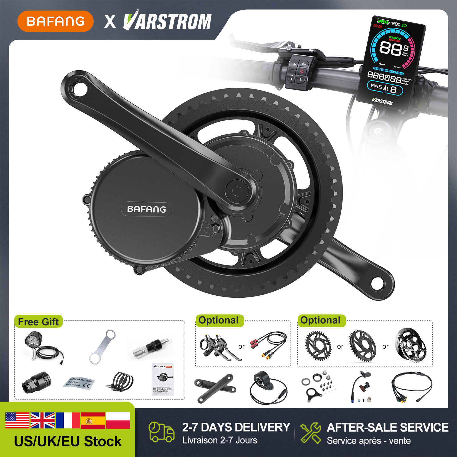 Bafang Bbs02B 48V 750W Mid Drive Kit - [Склад США] Электродвигатель BAFANG 48В 500Вт