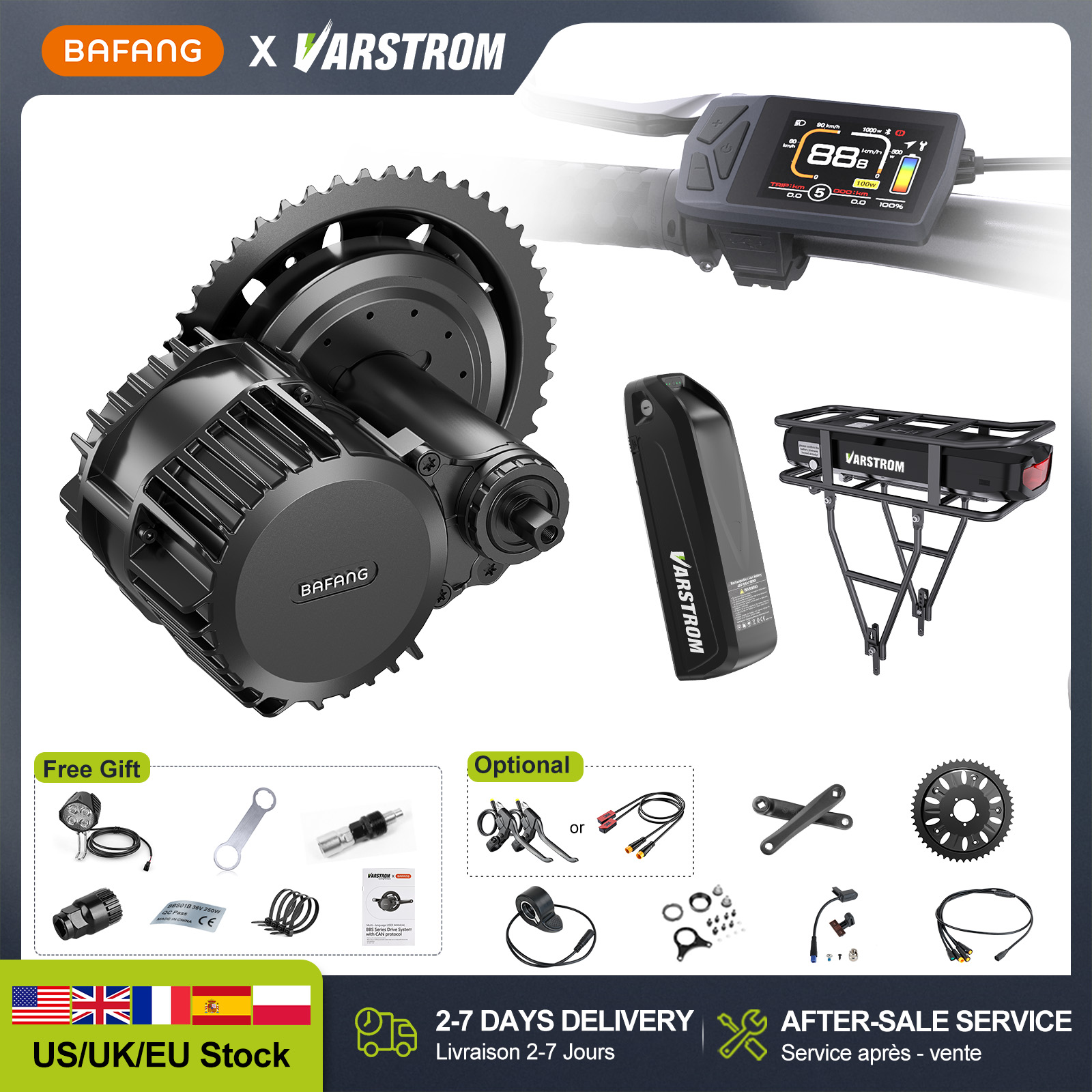 Bafang Bbs02B 48V 750W Mid Drive Kit - [Склад США] Комплекты для переоборудования электровелосипедов